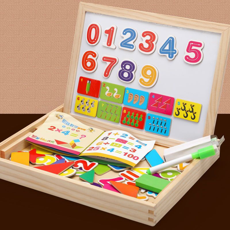 Dubbelzijdig Tekenbord voor Kinderen Hout Magnetisch Krijtbord Whiteboard Creatief Educatief Speelgoed voor Thuis School Activiteiten | Sansoti