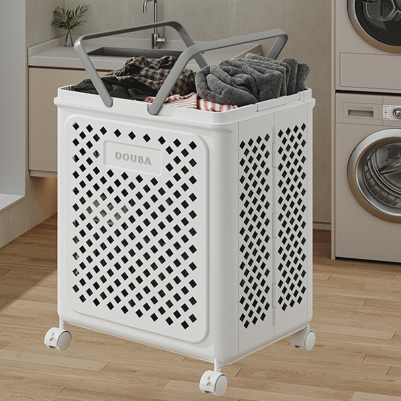 Foldable Laundry Basket on Wheels Collapsible Water-Repellent Laundry Hamper for Bathroom Household Storage | Sansoti
