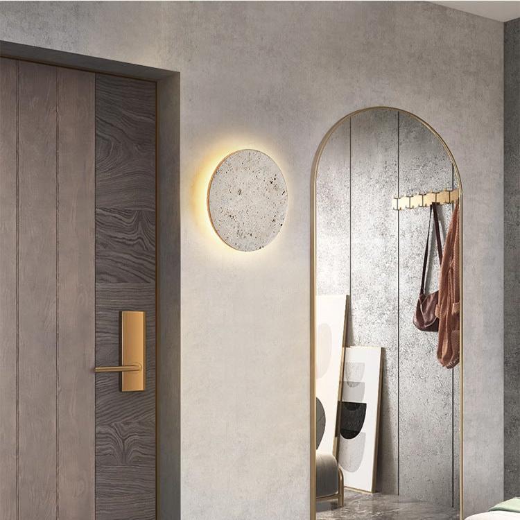 Wandlamp Travertin Rond LED Modern Natuursteen Ø23 Ø30 | Sansoti