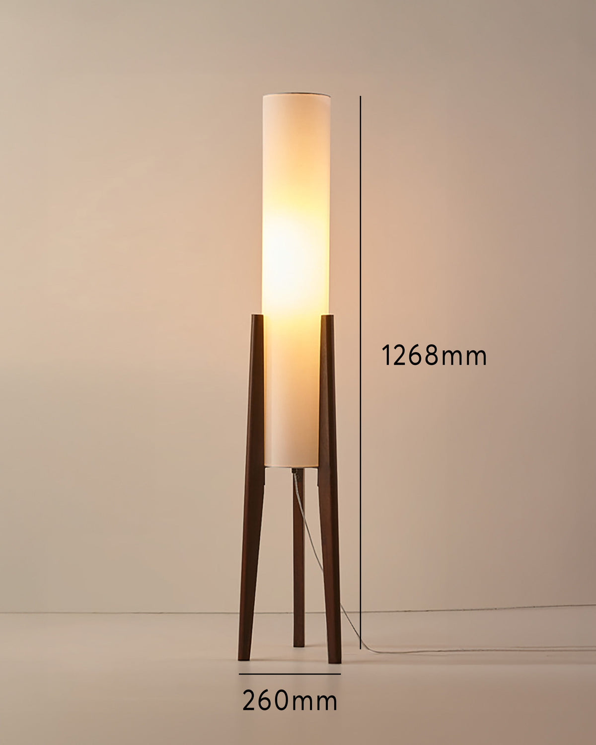 Stehende Bodenlampe aus Walnussholz mit Leinenschirm und LED-Beleuchtung für ein stimmungsvolles Wohn- und Schlafzimmer | Sansoti