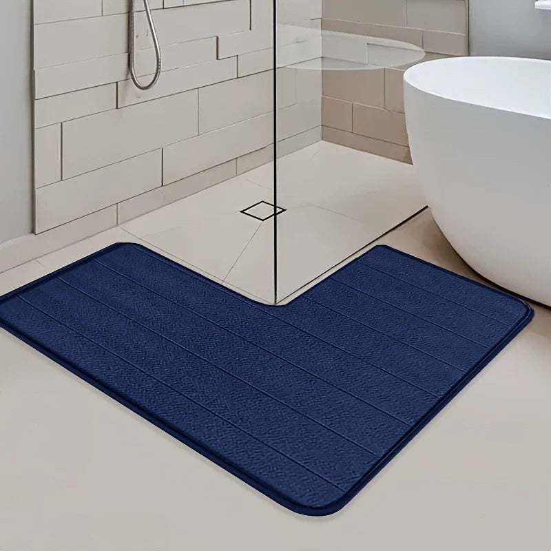 L-Vormige Badmat Antislip Wasbaar Zachte Badkamermat Grijs Zwart Beige Blauw | Sansoti