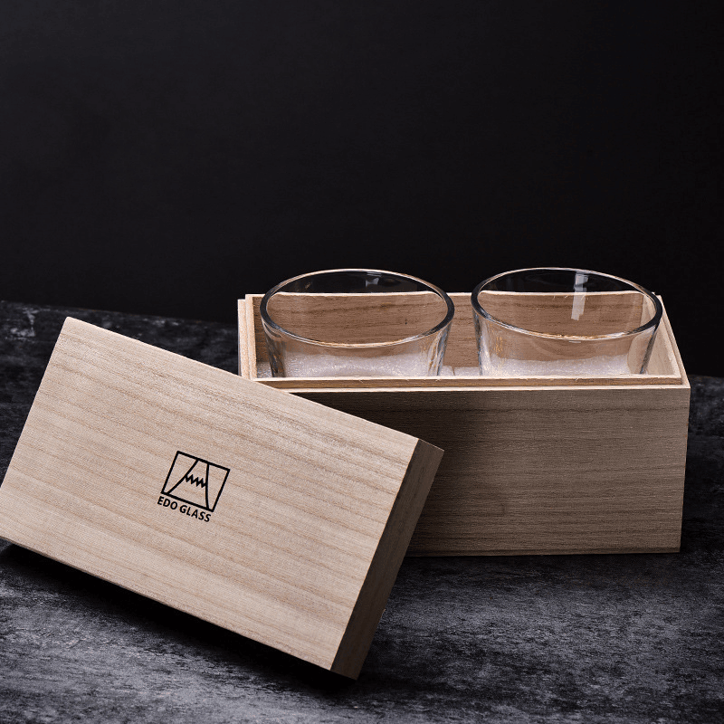 Whiskeyglas Edo Kiriko Handgemaakt Japans Kristal Set Houten Geschenkdoos Chamvin | Sansoti