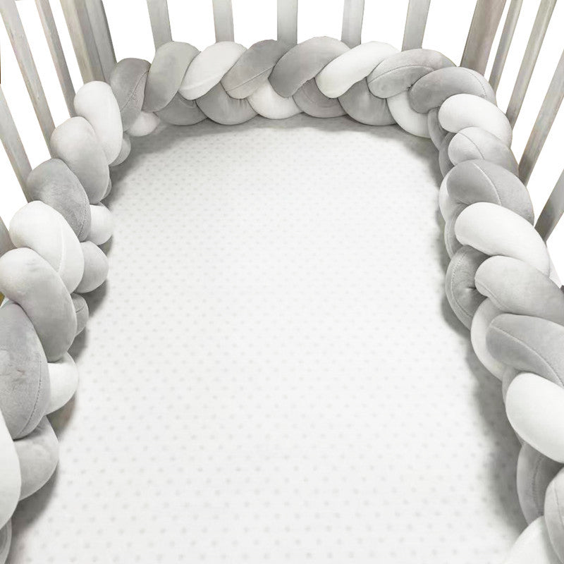 Handgewebter Bettumrandung Babybett 100-500cm Atmungsaktive Baumwolle Schutz fürs Babyzimmer Sicher Weich Verschiedene Farben | Sansoti