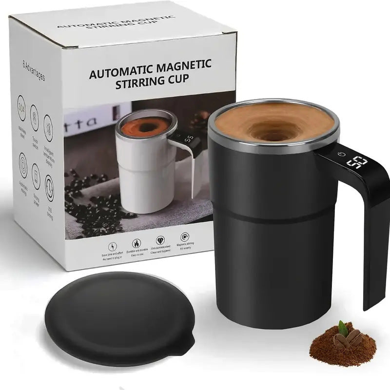 Magnetic Thermos Cup with Temperature Indicator and Automatic Mixing Function for Coffee and Tea on the Go | Sansoti