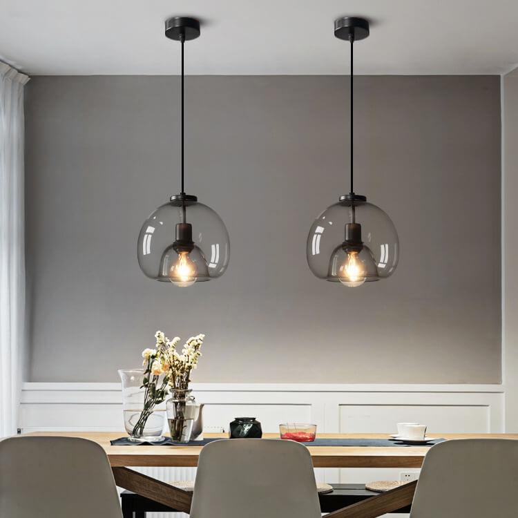 Hanglamp Rookglas Bol E27 25cm Eetkamer Slaapkamer Bar Industrieel Glazen Pendellamp Smoke Grijs Plafondlamp | Sansoti