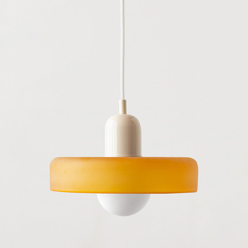 Glazen Hanglamp Bauhausstijl Gekleurd Glas Rond Ø25-35cm E27 Verstelbaar Eettafel Plafondlamp Retro Design | Sansoti