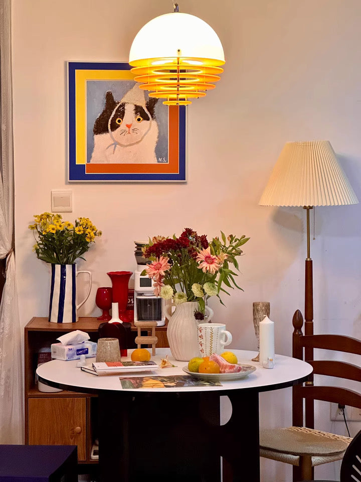Stijlvolle Hanglamp Bauhaus Design Oranje-Wit Sfeerverlichting voor Moderne Interieurs | Sansoti