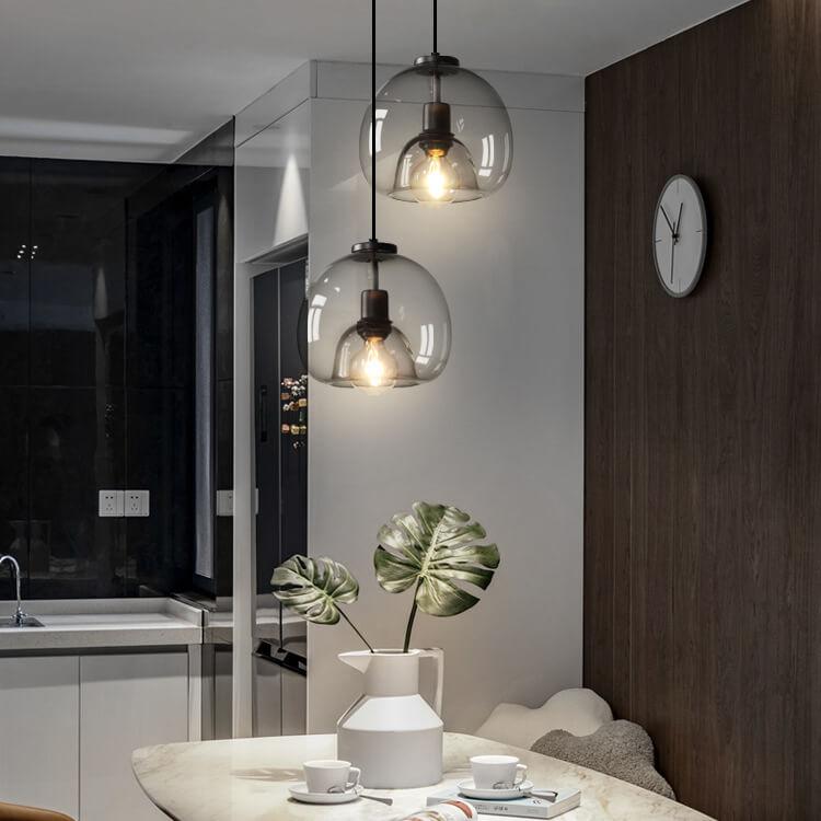 Hanglamp Rookglas Bol E27 25cm Eetkamer Slaapkamer Bar Industrieel Glazen Pendellamp Smoke Grijs Plafondlamp | Sansoti