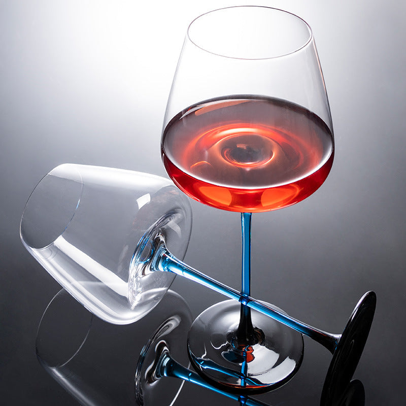 Weinglas Blauer Stiel Bordeaux Karaffen-Set Handbemaltes Glas Tafelaufsatz Wein | Restfield