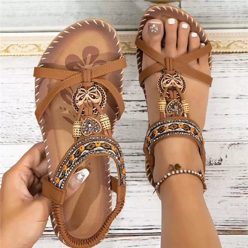 Bohemian Sandalen voor Dames met Antislipzool Ultrazacht Comfortabel Zomerschoeisel Strand Vakantie Slippers | Sansoti