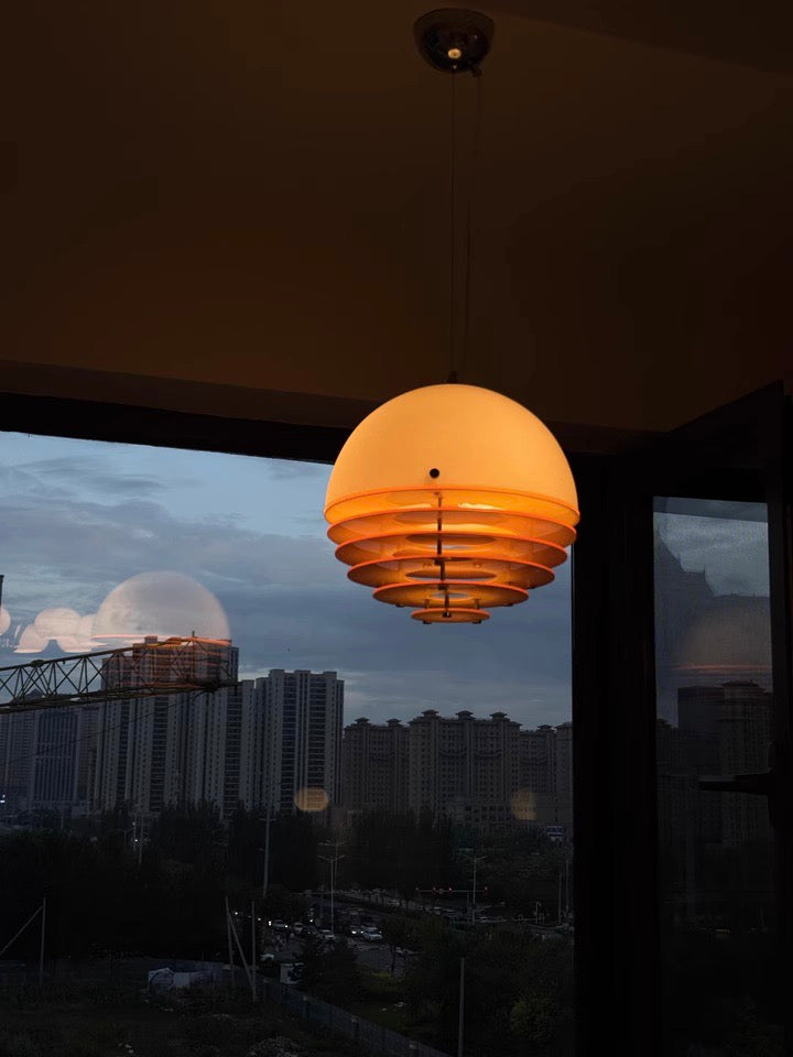 Stijlvolle Hanglamp Bauhaus Design Oranje-Wit Sfeerverlichting voor Moderne Interieurs | Sansoti