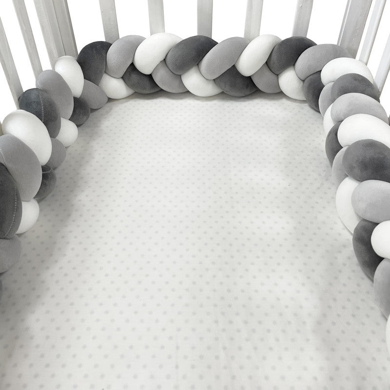 Handgewebter Bettumrandung Babybett 100-500cm Atmungsaktive Baumwolle Schutz fürs Babyzimmer Sicher Weich Verschiedene Farben | Sansoti