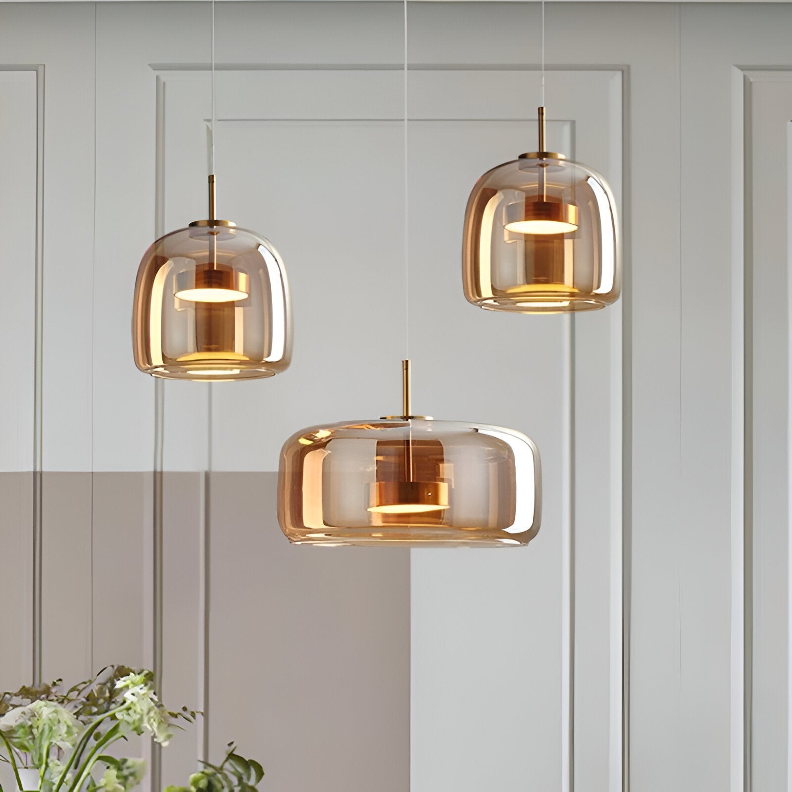 Hängelampe Rauchglas Retro Trio Handgeblasen Dimmbar Verstellbar Schwarz | Restfield