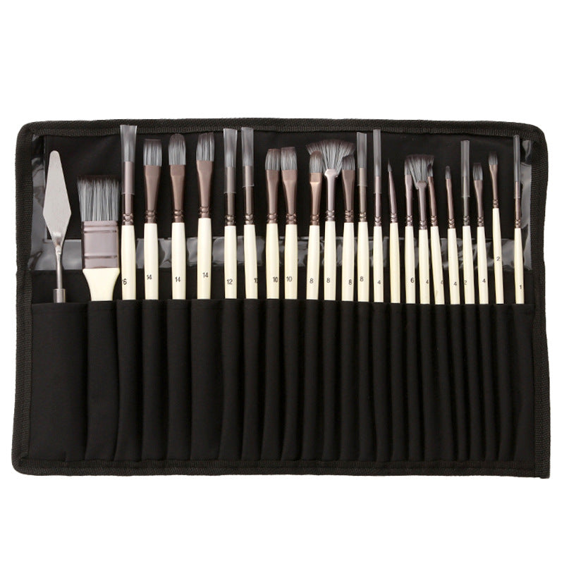 Pinselset 24-teilig mit Palettenmesser Nylonpinsel für Acryl-, Aquarell- und Ölfarben Hobby Kreatives Malen | Sansoti