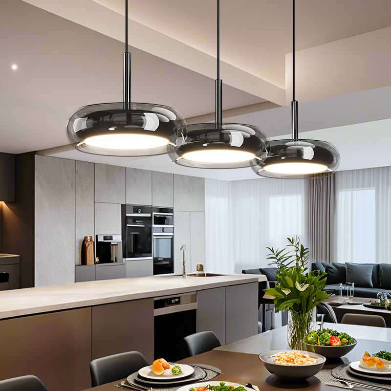 3 Hoofd Keuken Hanglamp Glas Metaal Zwart Eilandverlichting Modern Minimalistisch LED Hanglamp | Sansoti