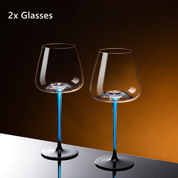 Weinglas Blauer Stiel Bordeaux Karaffen-Set Handbemaltes Glas Tafelaufsatz Wein | Restfield
