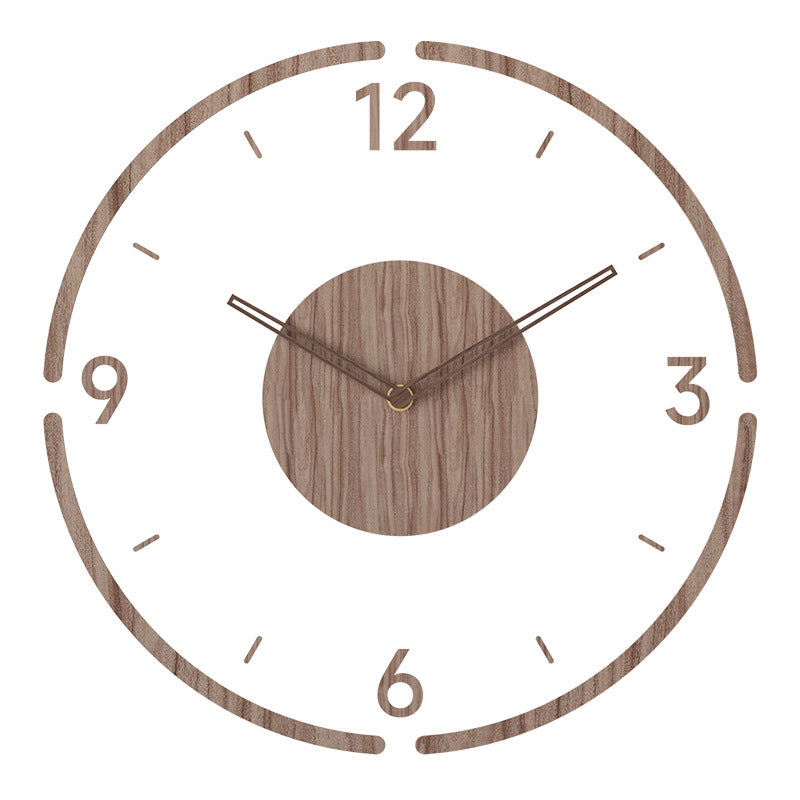 Wooden Wall Clock Scandinavian Design Round Clock Battery-Powered Modern Minimalist Home Decor Living Room | Sansoti