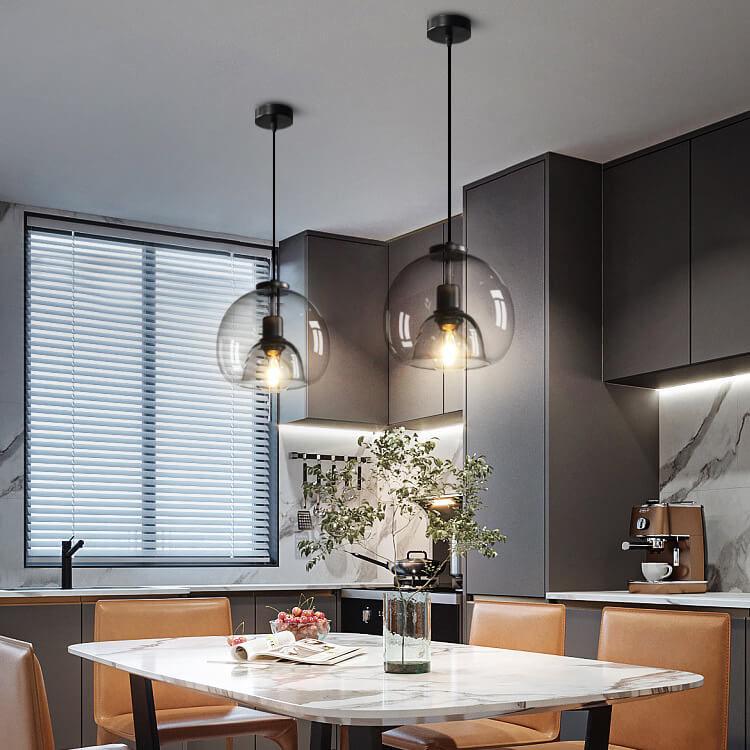 Hanglamp Rookglas Bol E27 25cm Eetkamer Slaapkamer Bar Industrieel Glazen Pendellamp Smoke Grijs Plafondlamp | Sansoti
