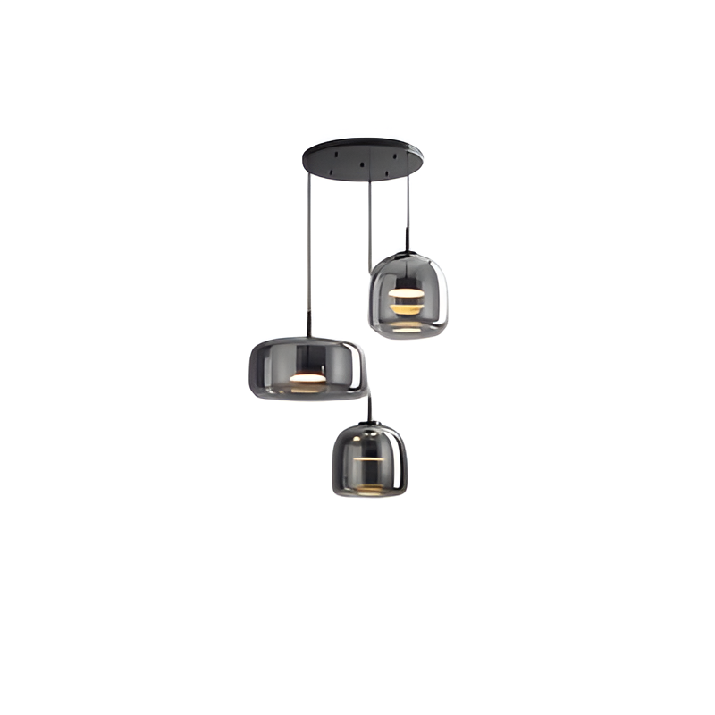 Hängelampe Rauchglas Retro Trio Handgeblasen Dimmbar Verstellbar Schwarz | Restfield