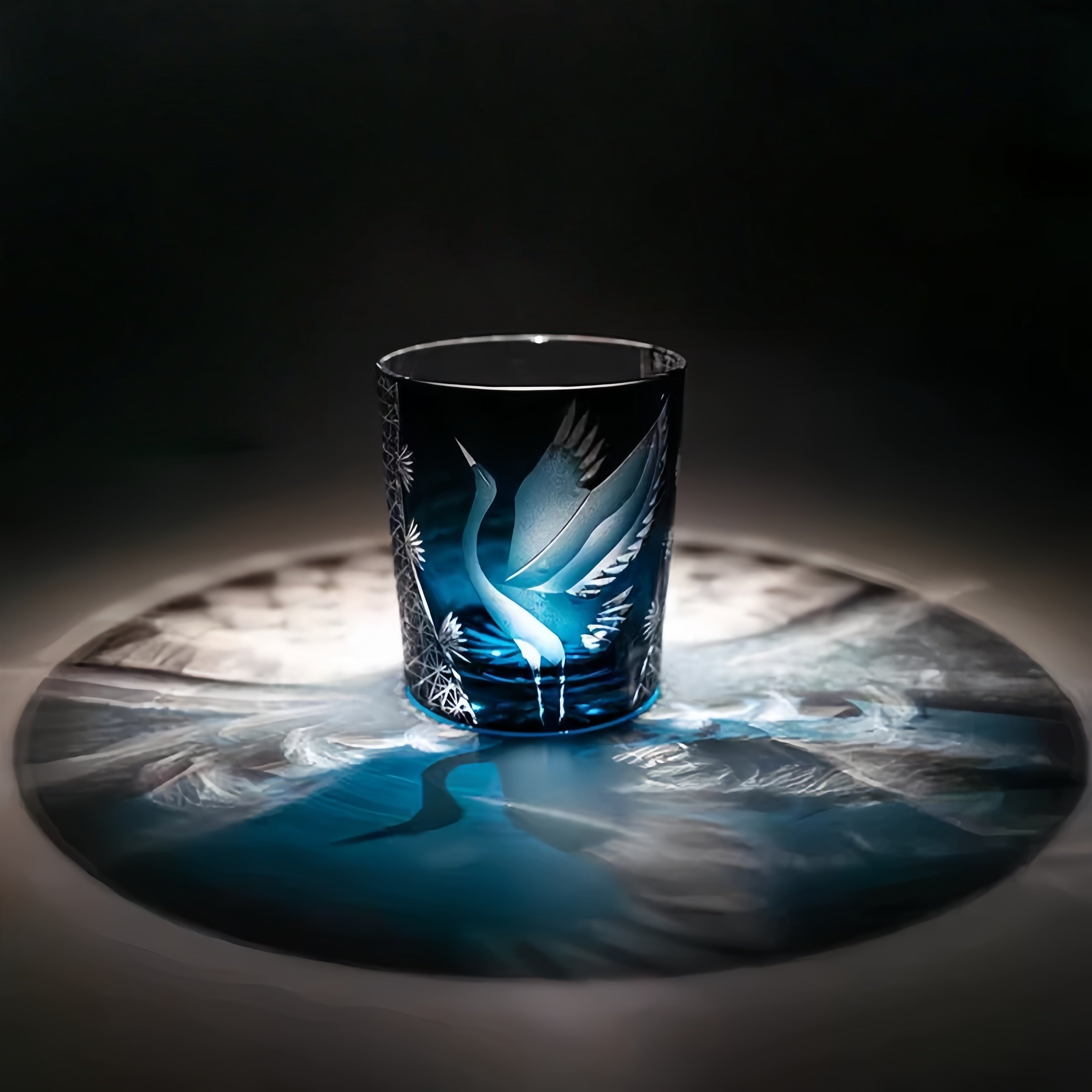 Japans Whiskyglas met Kraanmotief en Houten Presentatiebox – Handgeslepen Kristal voor Whiskyliefhebbers | Sansoti