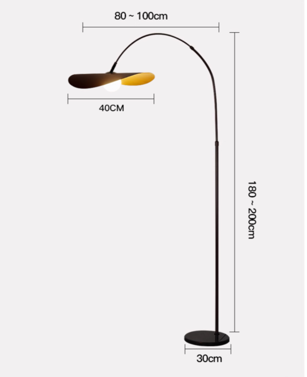 Bogen-Stehleuchte LED Eisen Acryl Schwarz Wohnzimmer Leseecke Stehlampe Minimalistisch Wabi Sabi Bogenlampe Modernes Interieur | Restfield