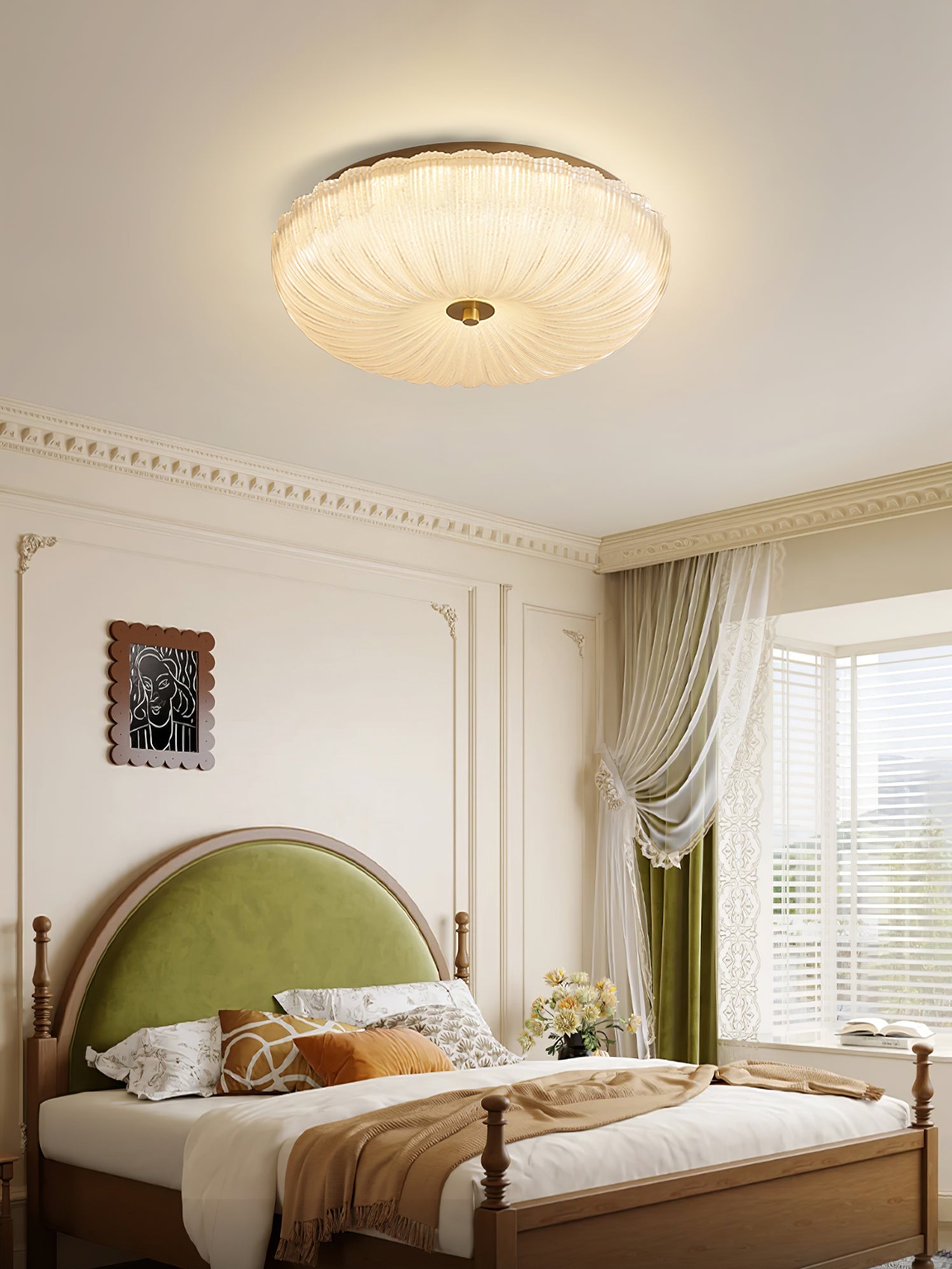 Glazen Plafondlamp met Geribbelde Textuur – Warm Dimbaar Licht voor Slaapkamer en Woonkamer – ø 20 tot 50 cm | Sansoti