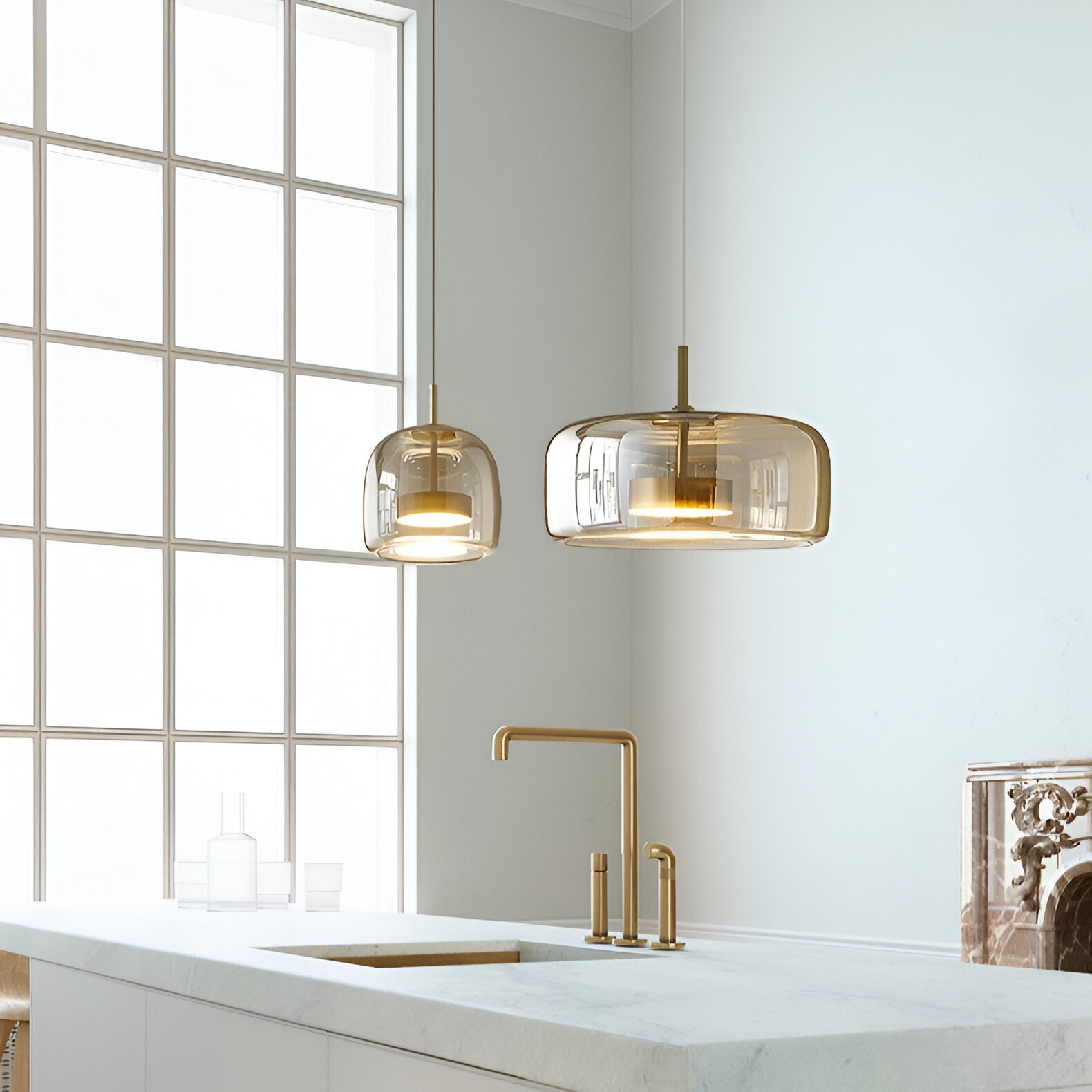 Hängelampe Rauchglas Retro Trio Handgeblasen Dimmbar Verstellbar Schwarz | Restfield