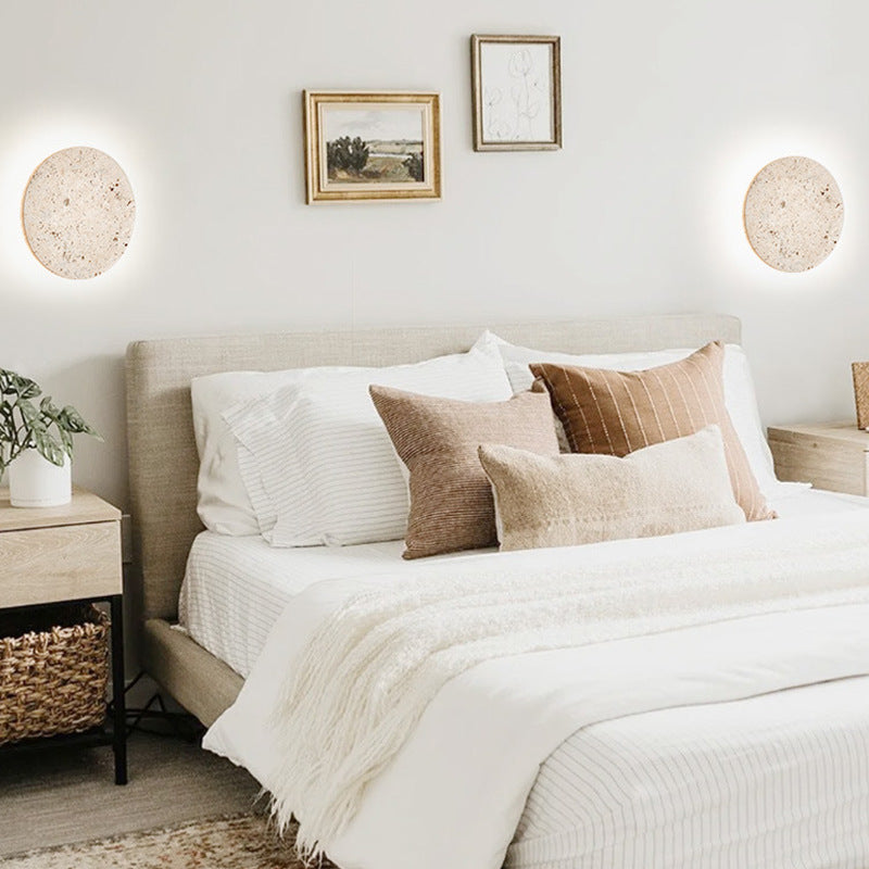 Wandlamp Travertin Rond LED Modern Natuursteen Ø23 Ø30 | Sansoti