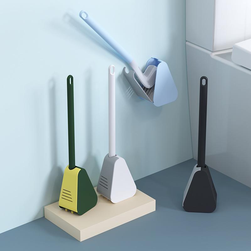 Wandmontage Toiletborstel met Lange Steel en Driehoekige Borstelkop voor Grondig Reinigen van Elke Hoek | Sansoti