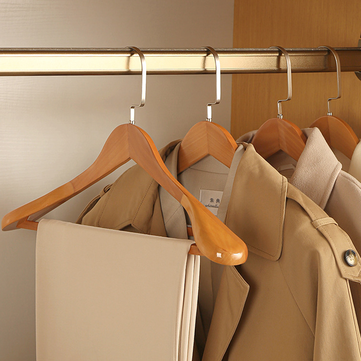 Kledinghangers Hout Metaal Donkerbruin Garderobe Kast Jas Hanger Set Luxe Kledinghanger Antislip Vormbehoud | Sansoti