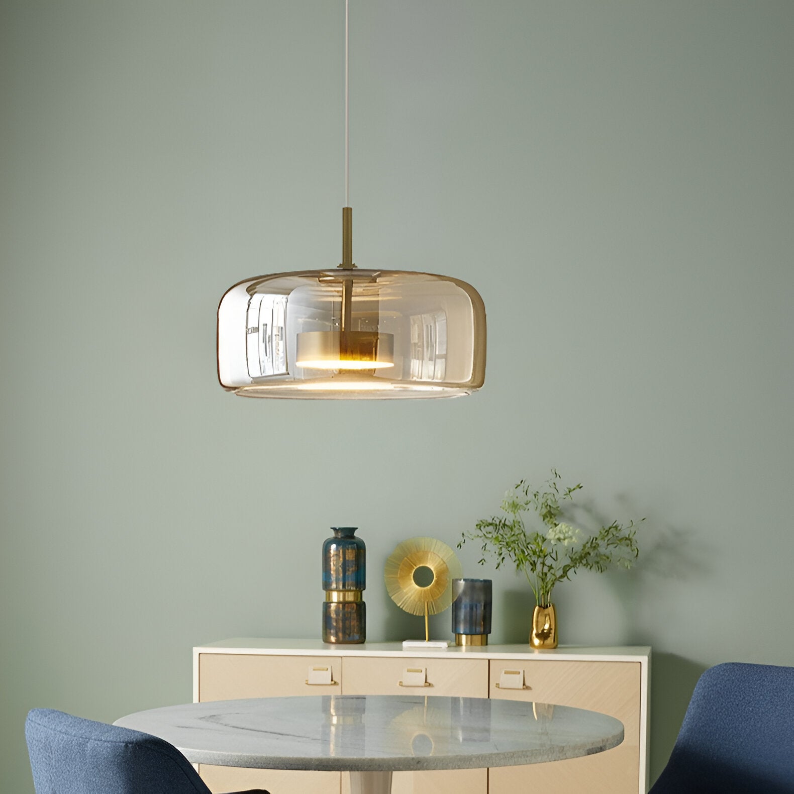 Hängelampe Rauchglas Retro Trio Handgeblasen Dimmbar Verstellbar Schwarz | Restfield