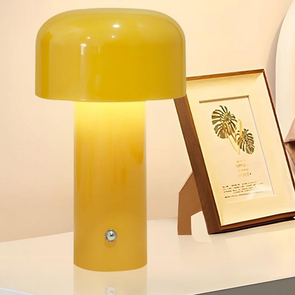Lampe de table LED rechargeable au design champignon, sans fil et à intensité réglable, éclairage d’ambiance pour salon, chambre et salle à manger | Sansoti