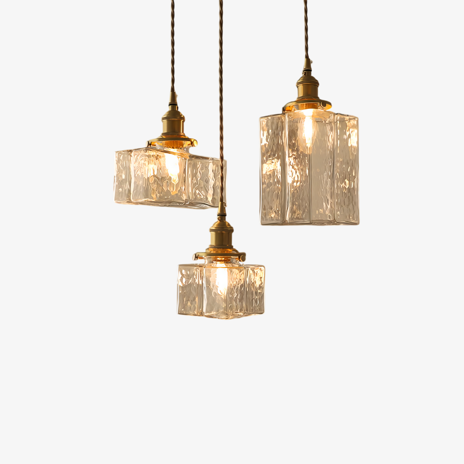 Suspension verre Rétro Texture Vintage Laiton E27 Îlot de cuisine | Restfield