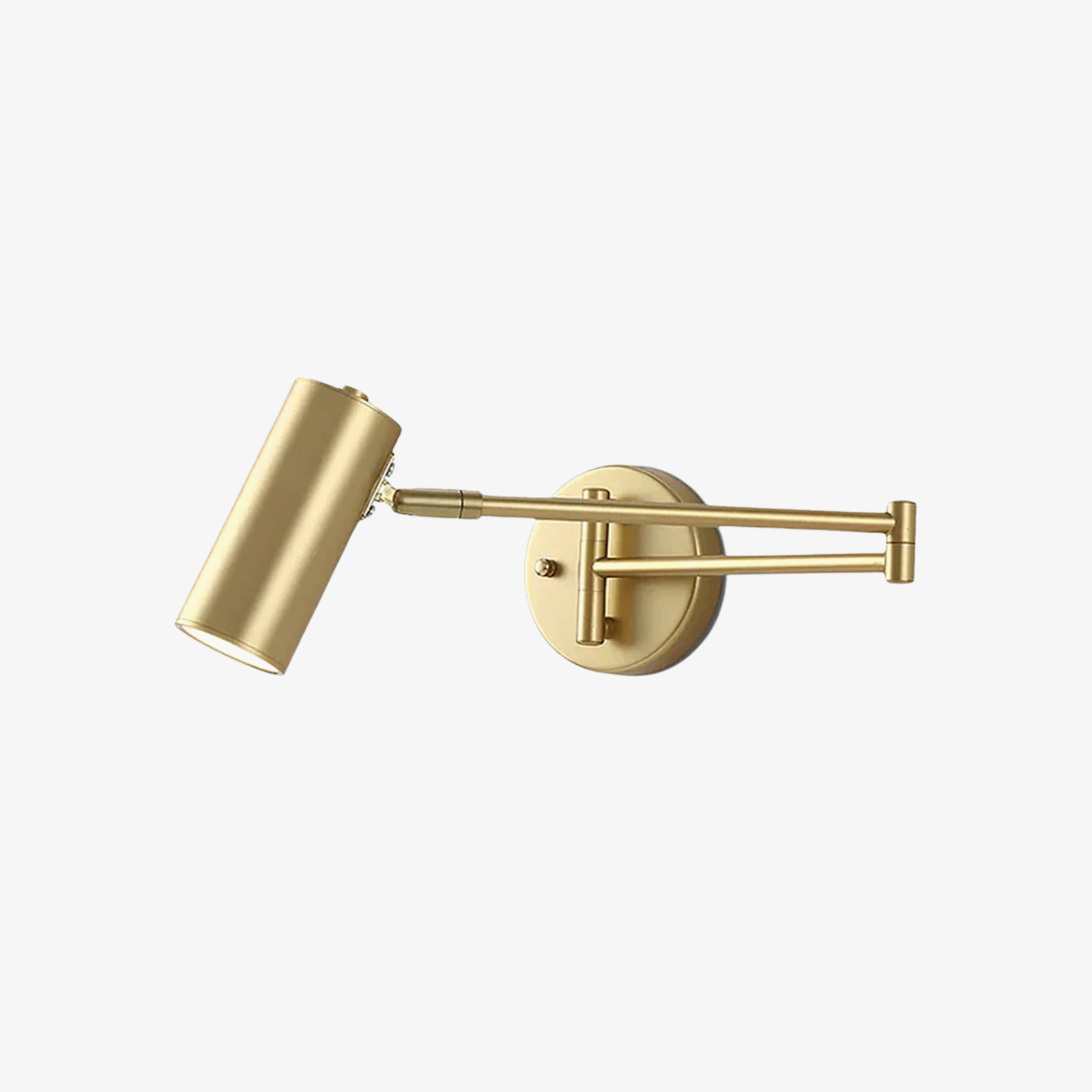 Verstellbare LED-Wandleuchte aus Messing oder schwarzem Metall mit schwenkbarem Arm und zylindrischem Spot für Schlafzimmer und Badezimmer | Restfield