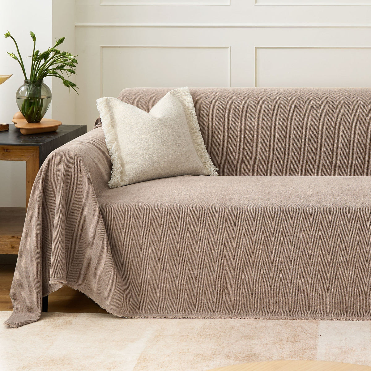 Fischgrätstruktur Sofabezug Haustierfreundlich Wasserabweisender Möbelschutz Textilgewebe Sofa Cover | Sansoti
