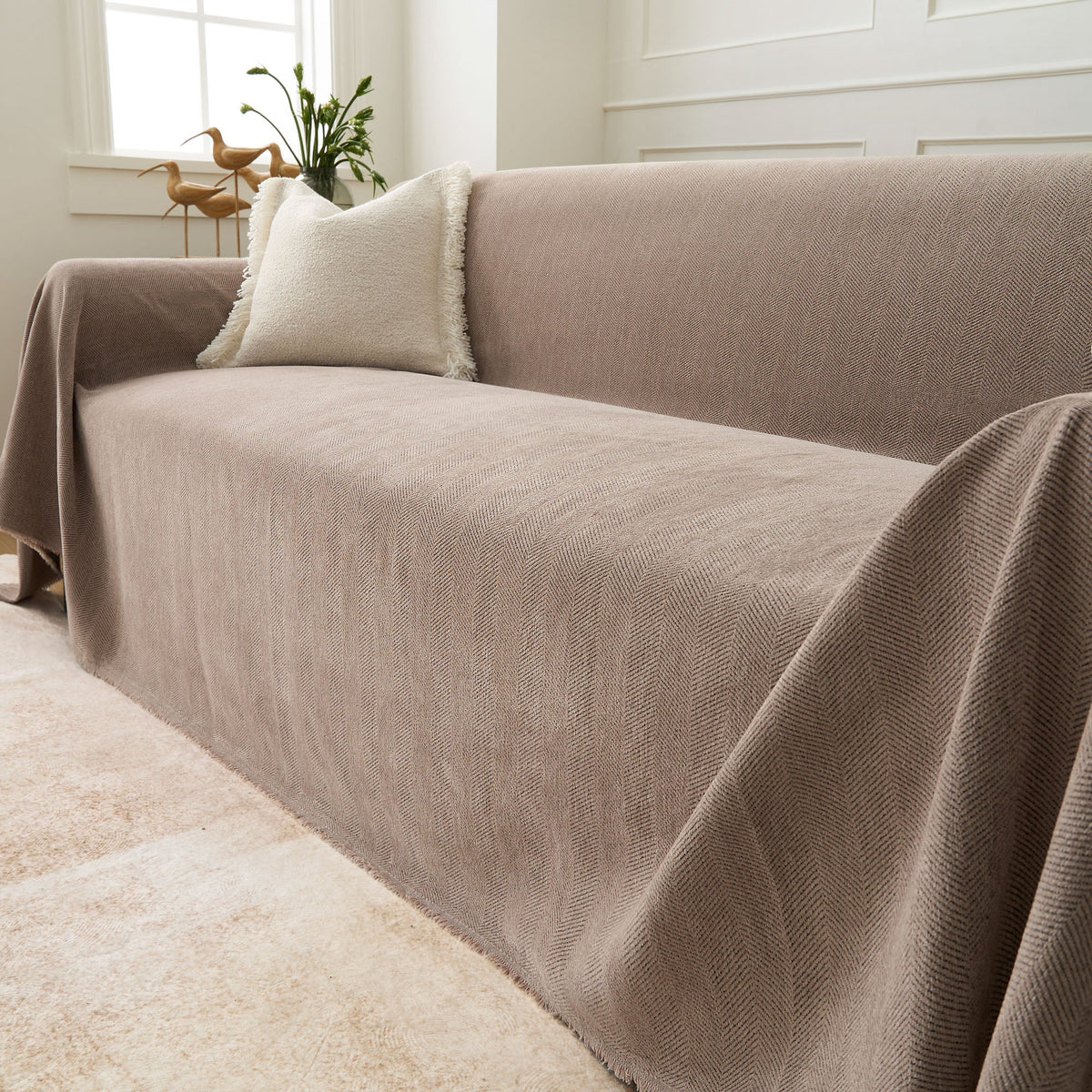 Fischgrätstruktur Sofabezug Haustierfreundlich Wasserabweisender Möbelschutz Textilgewebe Sofa Cover | Sansoti