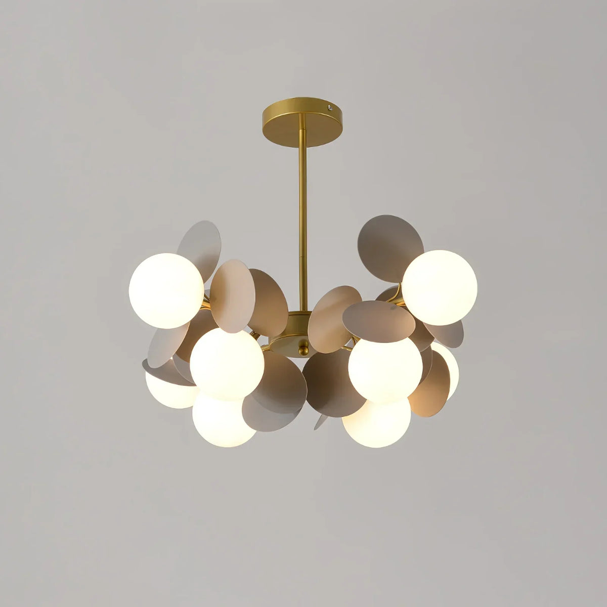 Bloemenkroonluchter met Glazen Bladeren Plafondlamp Meerdere Lichtpunten Woonkamer Eetkamer Slaapkamer | Sansoti
