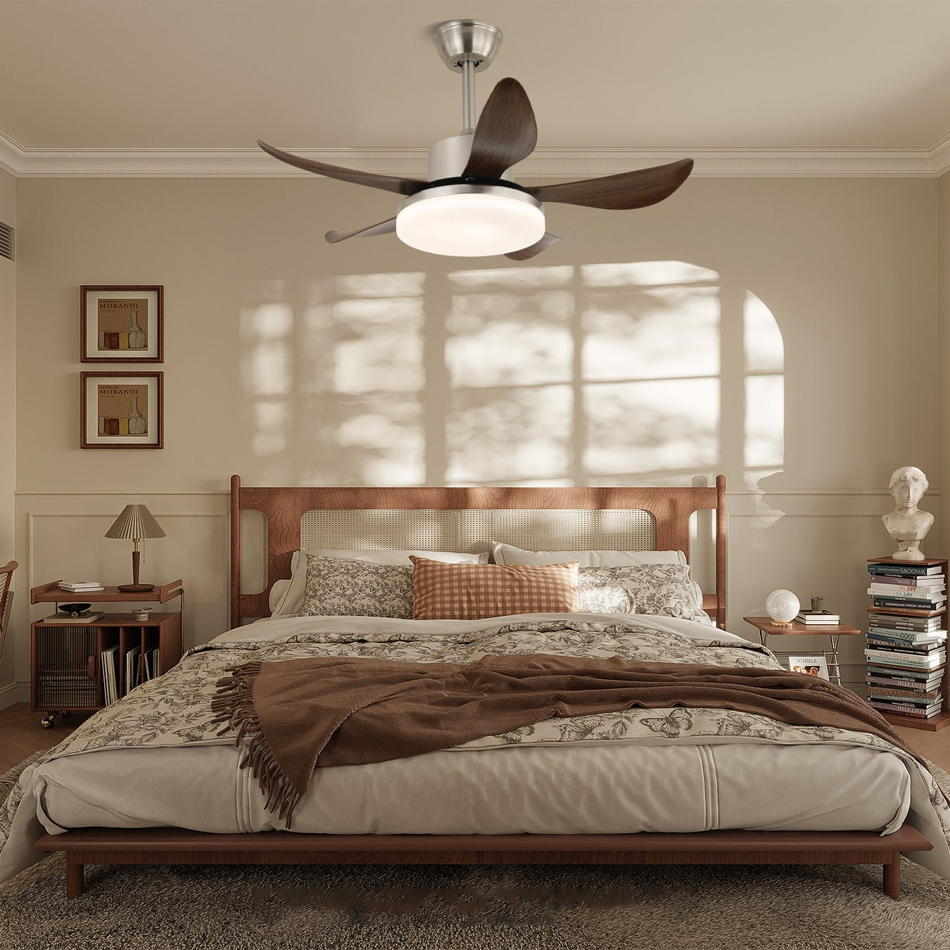 Modern Wooden Ceiling Fan Nerra with Lighting – Ø91cm | Sansoti