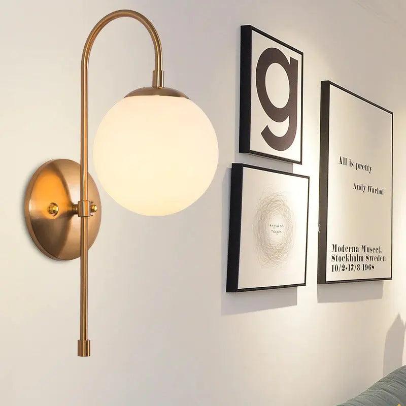 Moderne Scandinavische Wandlamp Goudkleurig Metaal Minimalistische Verlichting Woonkamer Slaapkamer Kantoor | Sansoti