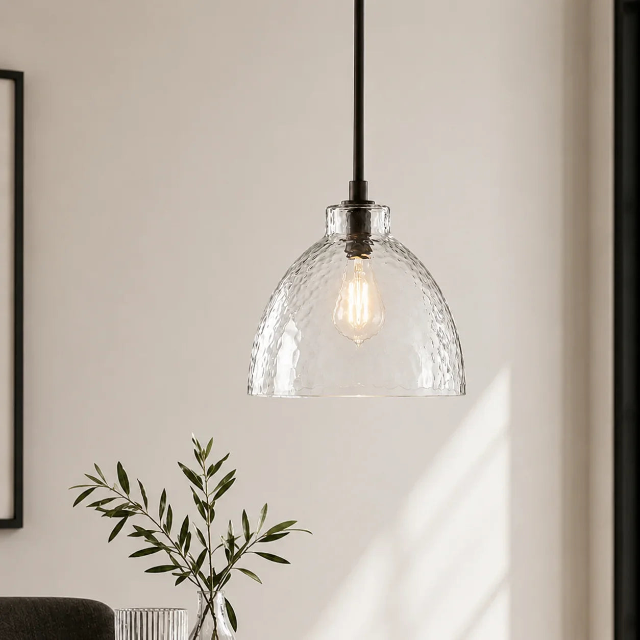 Geslepen Glazen Hanglamp Farmhouse Stijl – Amber of Helder Glas – Messing, Zwart of Nikkel Afwerking | Sansoti