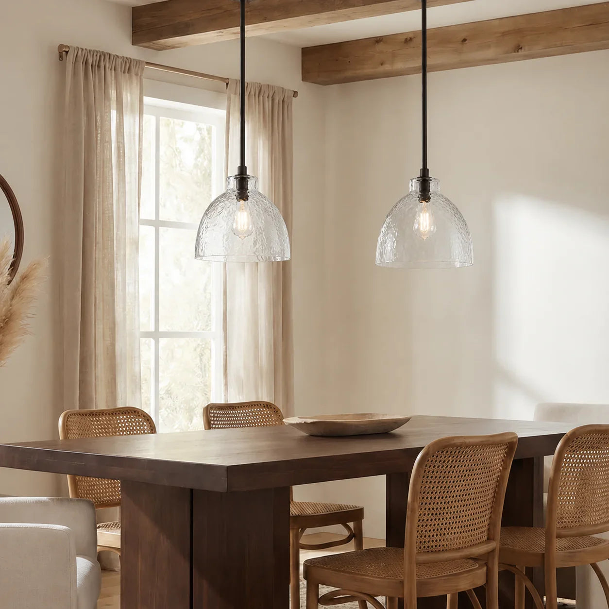 Geslepen Glazen Hanglamp Farmhouse Stijl – Amber of Helder Glas – Messing, Zwart of Nikkel Afwerking | Sansoti