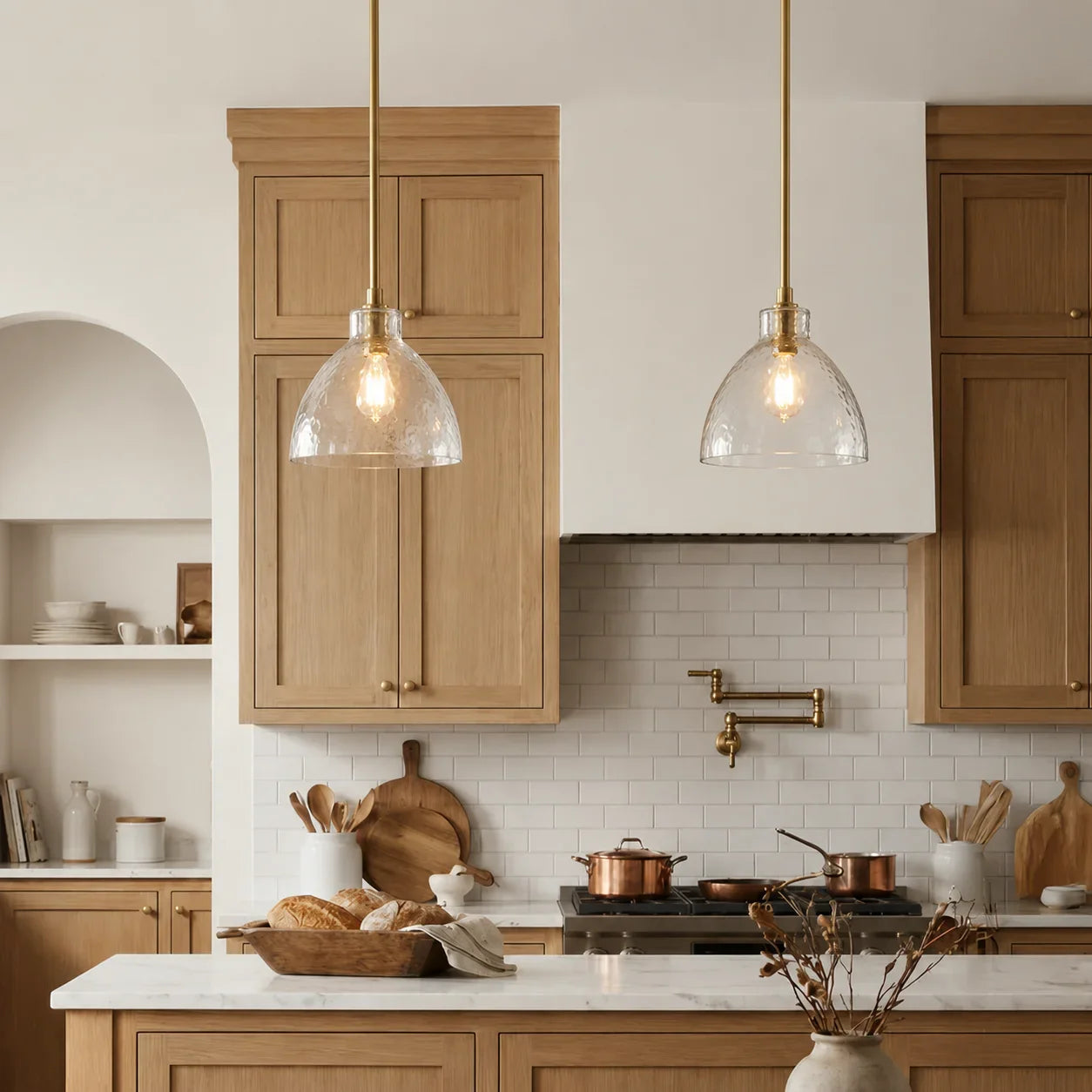 Geslepen Glazen Hanglamp Farmhouse Stijl – Amber of Helder Glas – Messing, Zwart of Nikkel Afwerking | Sansoti
