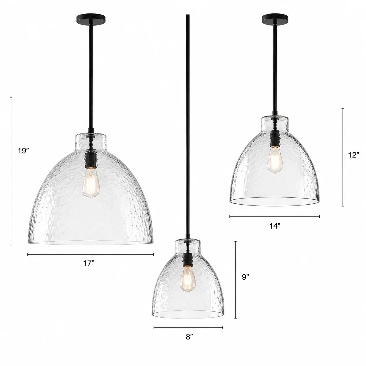 Geslepen Glazen Hanglamp Farmhouse Stijl – Amber of Helder Glas – Messing, Zwart of Nikkel Afwerking | Sansoti