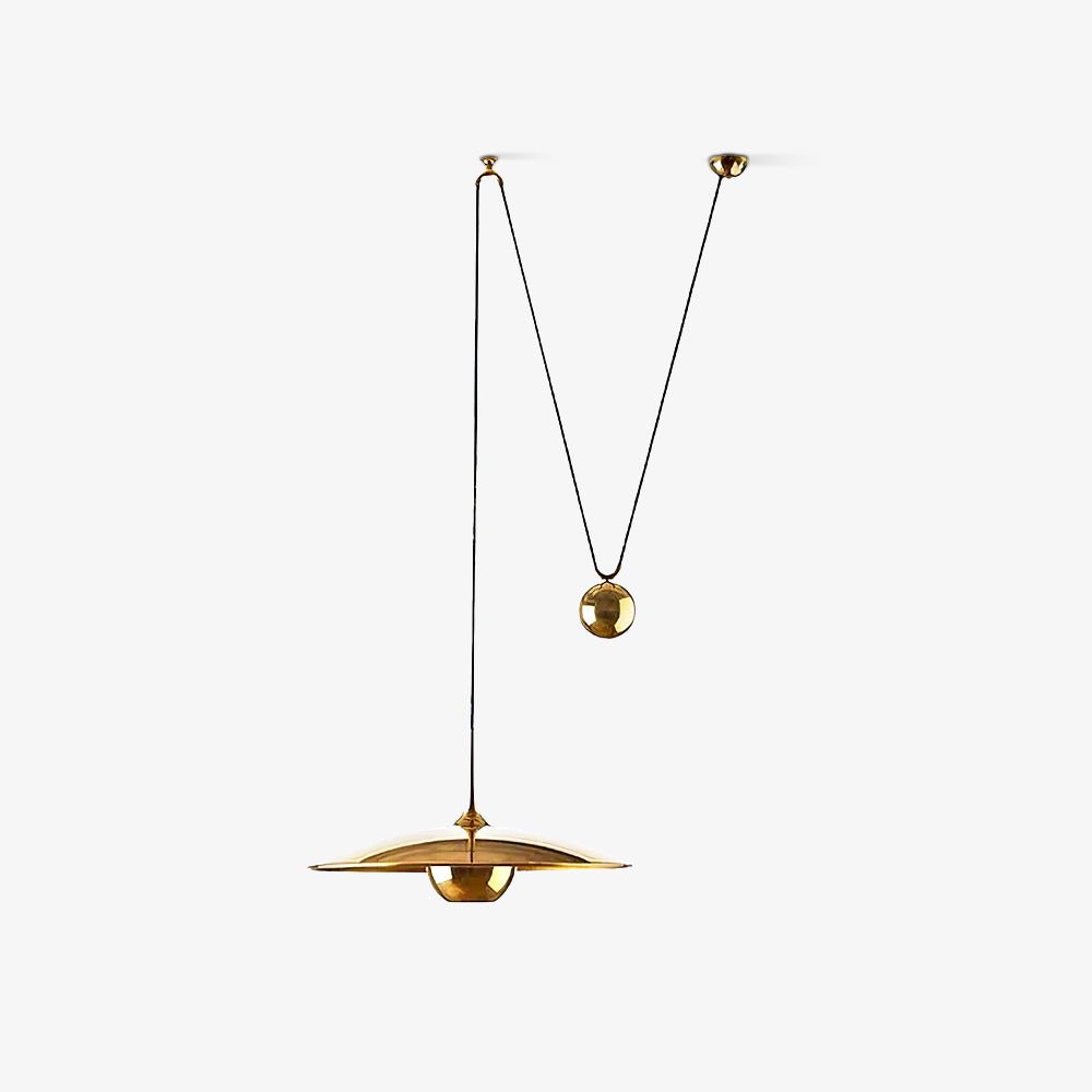 Verstelbare Hanglamp met Tegengewicht — Industriële Metalen Pendellamp in Chroom of Goud | Sansoti