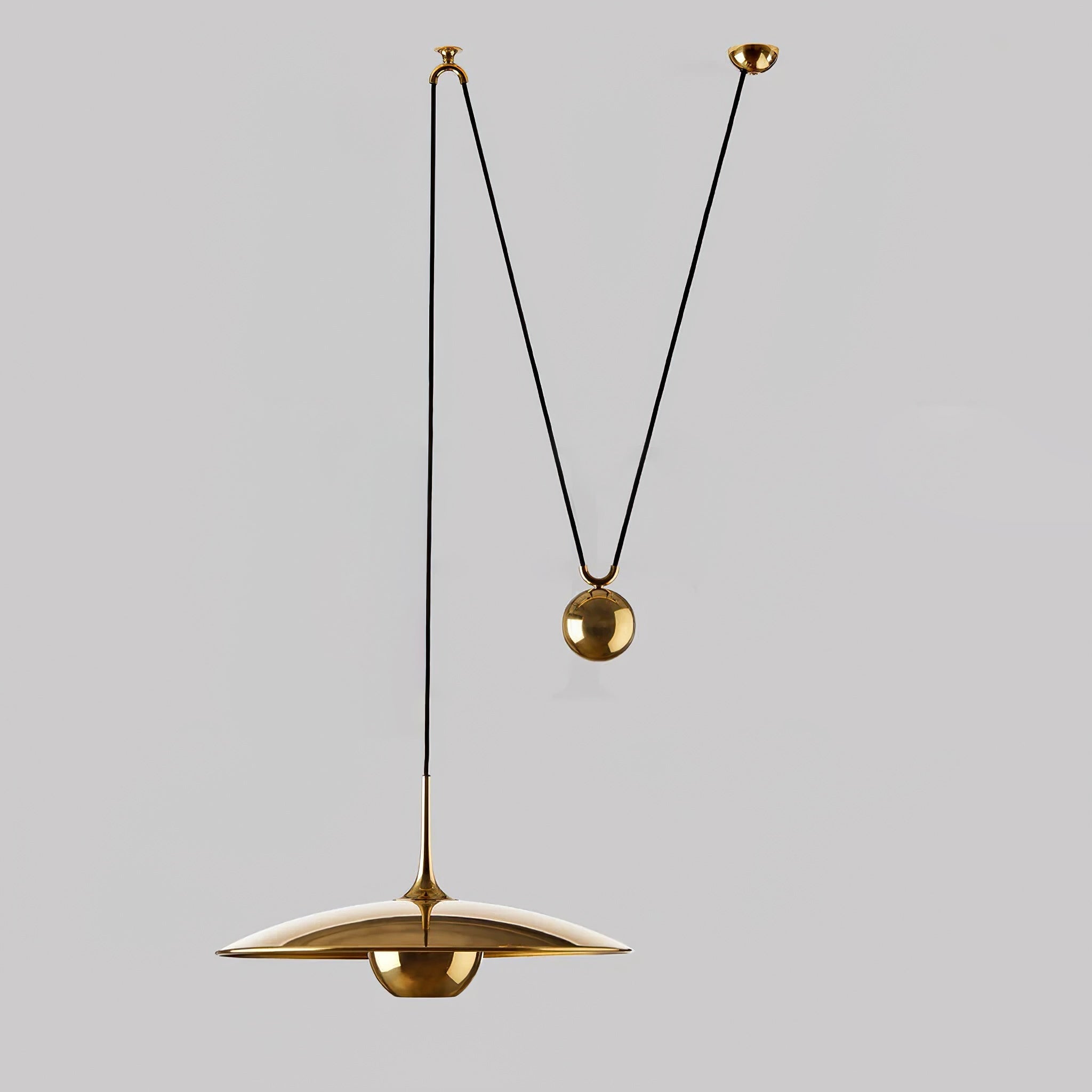 Verstelbare Hanglamp met Tegengewicht — Industriële Metalen Pendellamp in Chroom of Goud | Sansoti