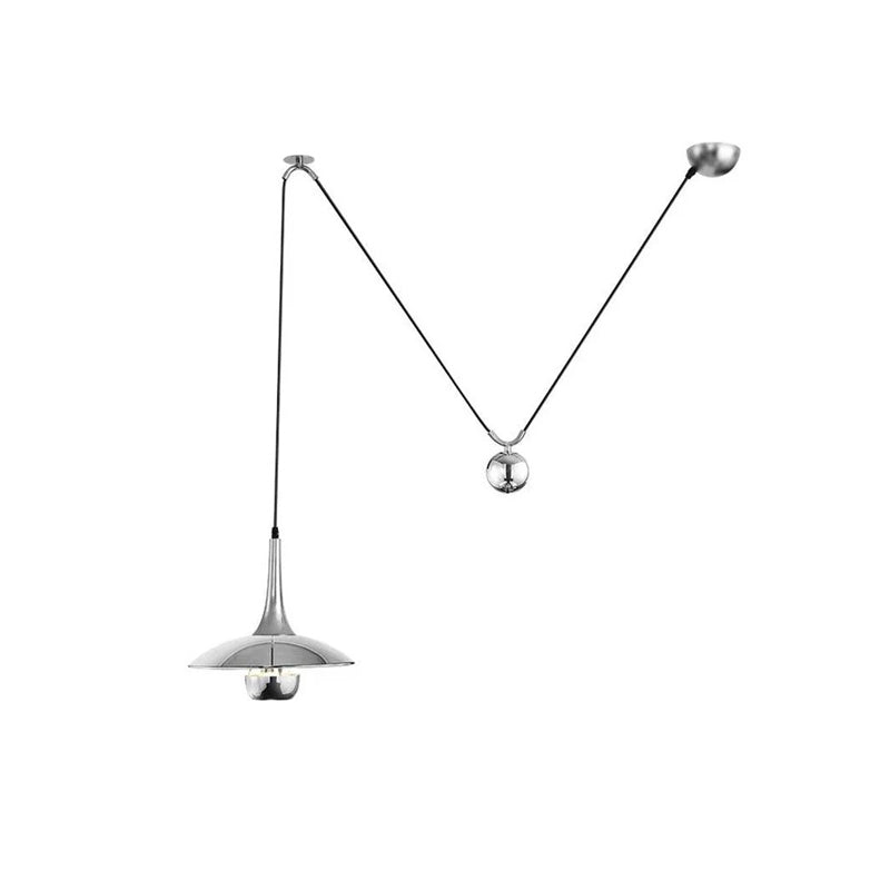 Verstelbare Hanglamp Onos – Hoogte-instelbaar met Tegengewichtbal – Chroom of Goud Metaal – Vintage 1970s Design – Retro Pendelverlichting voor Eettafel en Keukeneiland | Sansoti