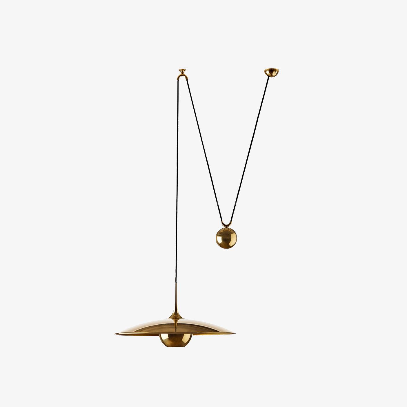 Verstelbare Hanglamp met Tegengewicht — Industriële Metalen Pendellamp in Chroom of Goud | Sansoti