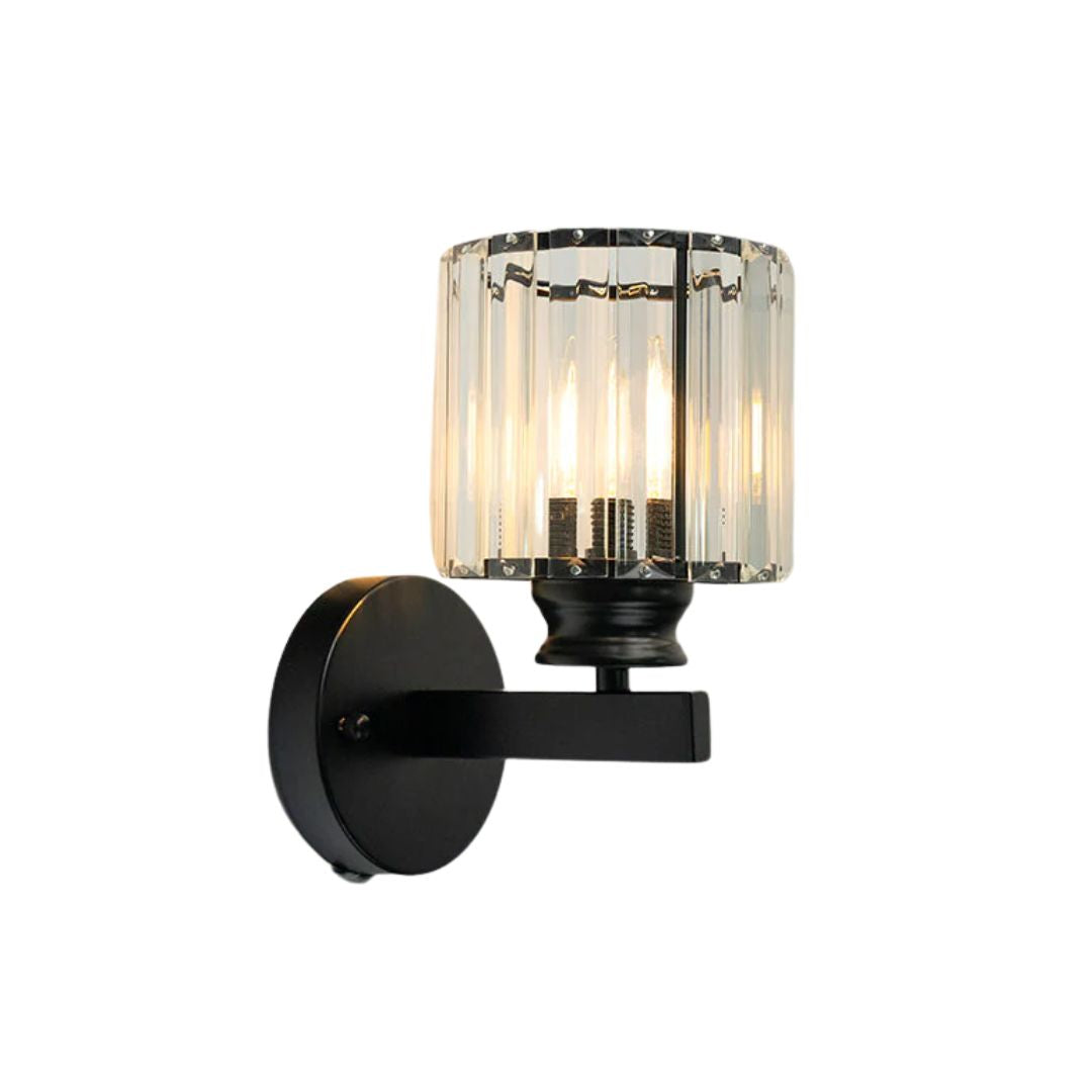 Wandleuchte Glas Metall Schwarz 24cm Wandbeleuchtung Wohnzimmer Schlafzimmer Moderne Wandleuchte Transparenter Schirm Akzentbeleuchtung | Restfield