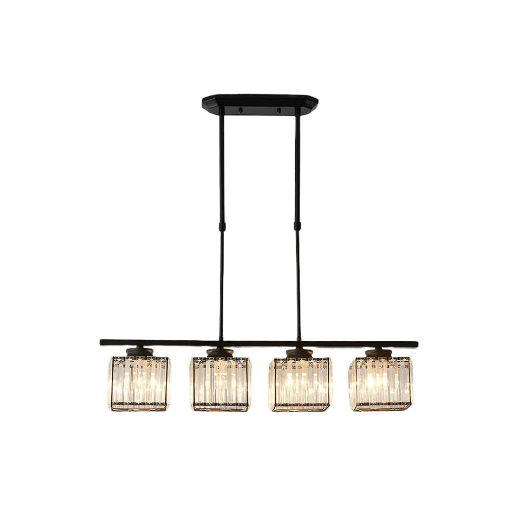 Suspension Verre E27 Noir 3 ou 4 lumières Table à manger Îlot de cuisine Suspension scandinave Plafonnier Cuisine Salon | Restfield