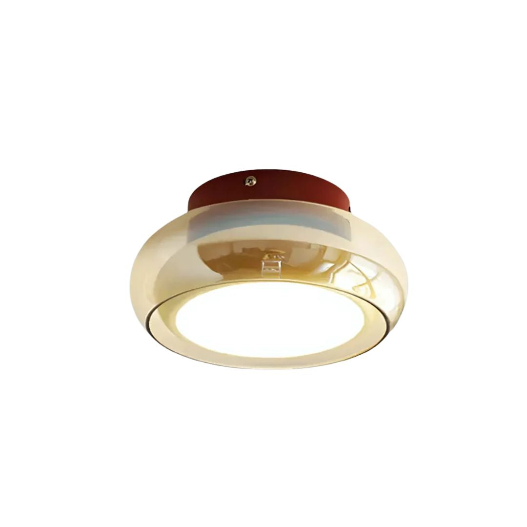 Plafondlamp Glas LED 24W Amber Woonkamer Hal Retro Design Compact Modern | Sansoti
